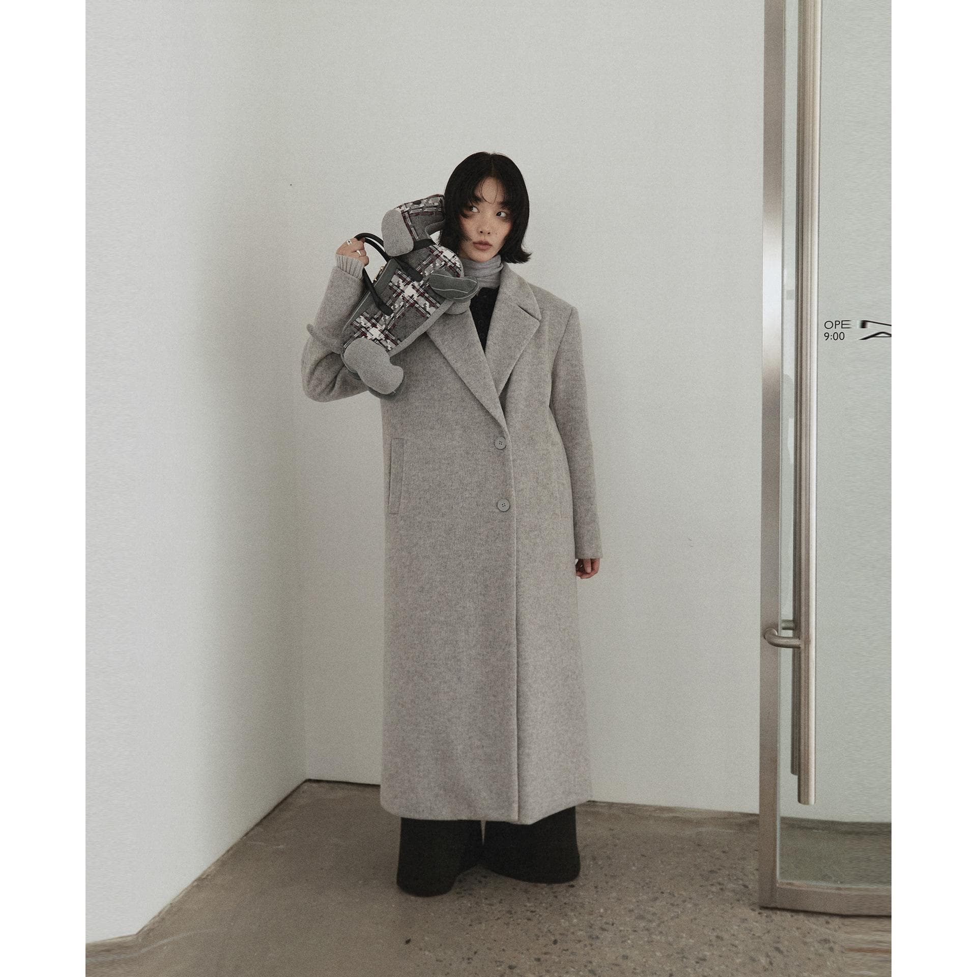 Korean Silhouette Gray Coat Women's Winter Loose Woolen Blazer M