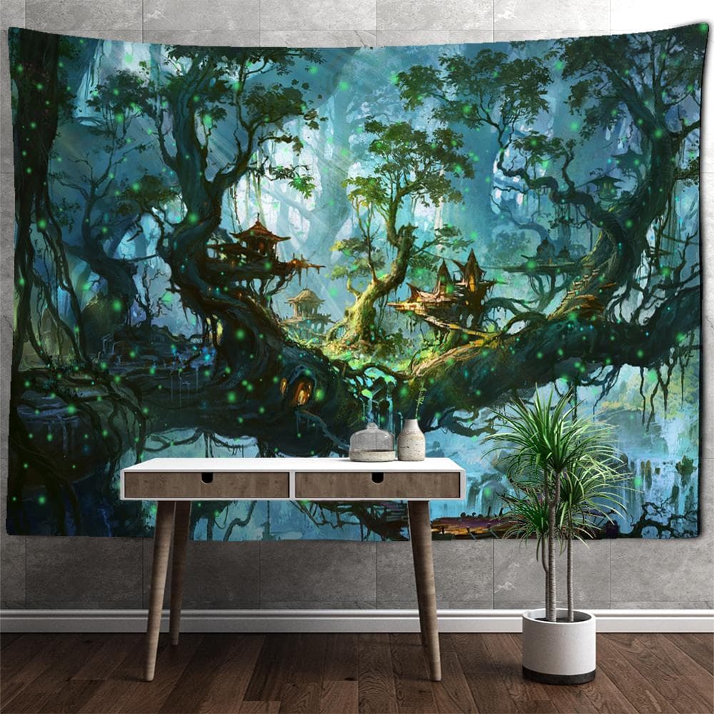 Psychedelic Jungle House Tapestry Wall Hanging Witchcraft Bohemian Style Hippie Tapiz Art Aesthetics Room Home Decor 95x70cm