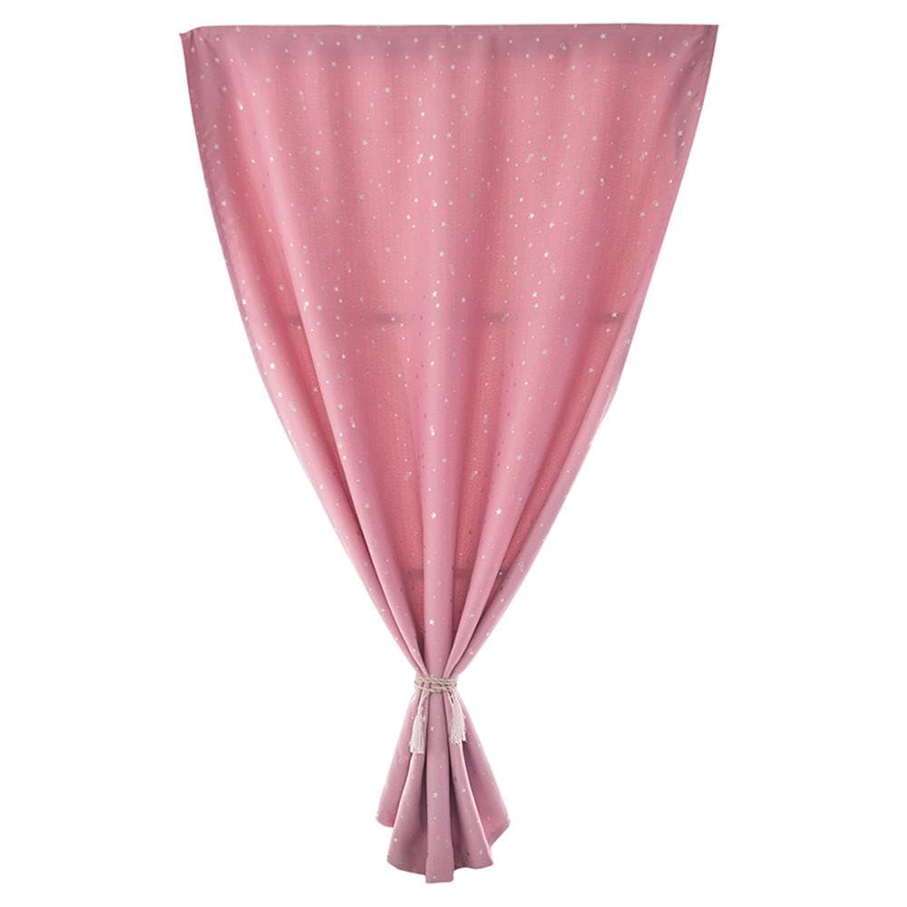 1PC Curtain Aoresac Home Hot Silver Stars Blackout Double Sided Velcro Curtain Fabric Home 60cm * 150cm pink