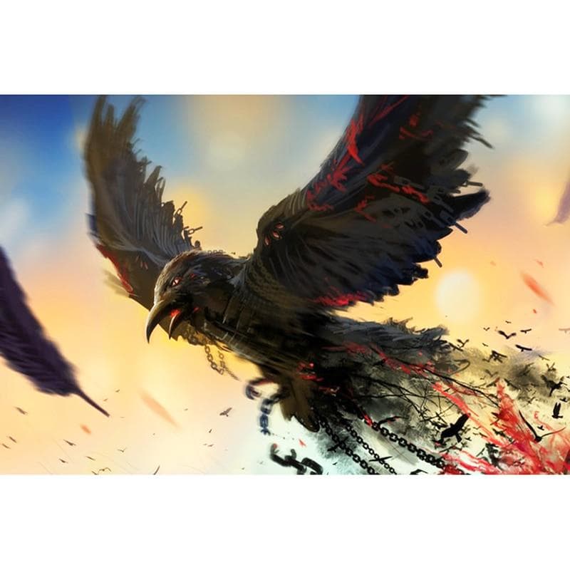 3D DIY Diamond Embroidery Cross Stitch Fantasy Hell Crow Diamond Painting Home Decoration 20X30CM