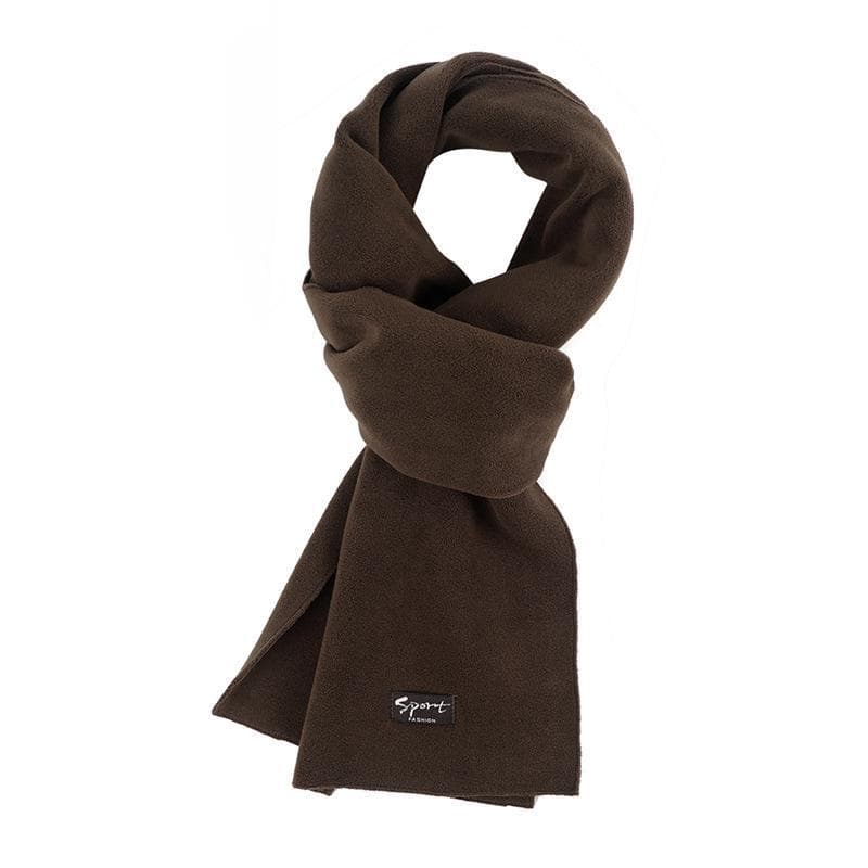 Women's High-End Polar Fleece Winter Scarf - Solid Color, Versatile, Warm, Cold-Proof, and Extended for Outdoor Neck Protection 180cm x 20cm coffee
