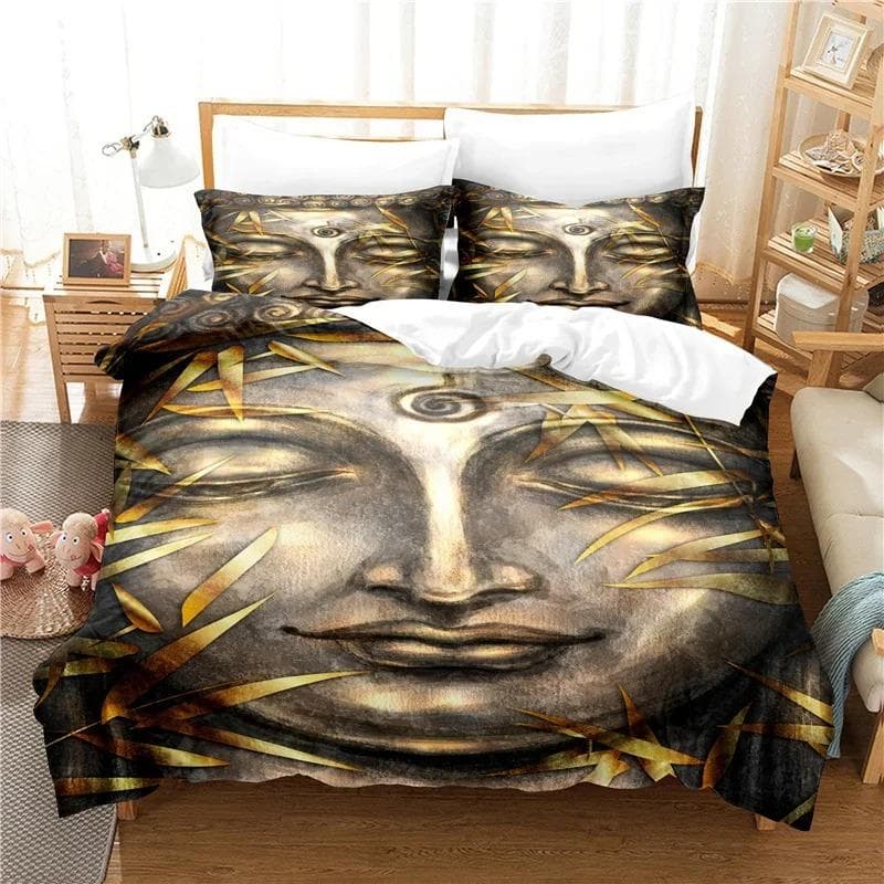Buddha Statue Bedding Set Duvet Cover Set 3d Bedding Digital Printing Bed Linen Queen King Full Size Bedding Set Fashion Design EU Single 135x200cm