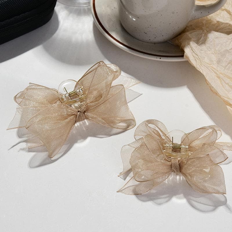 Korean Velvet Bow Hair Clip Claw Clamp Sweet Black Red Bow Small Hair Claw Clip Princess Headwear Girls Women Hair Claw Clip 2pcs