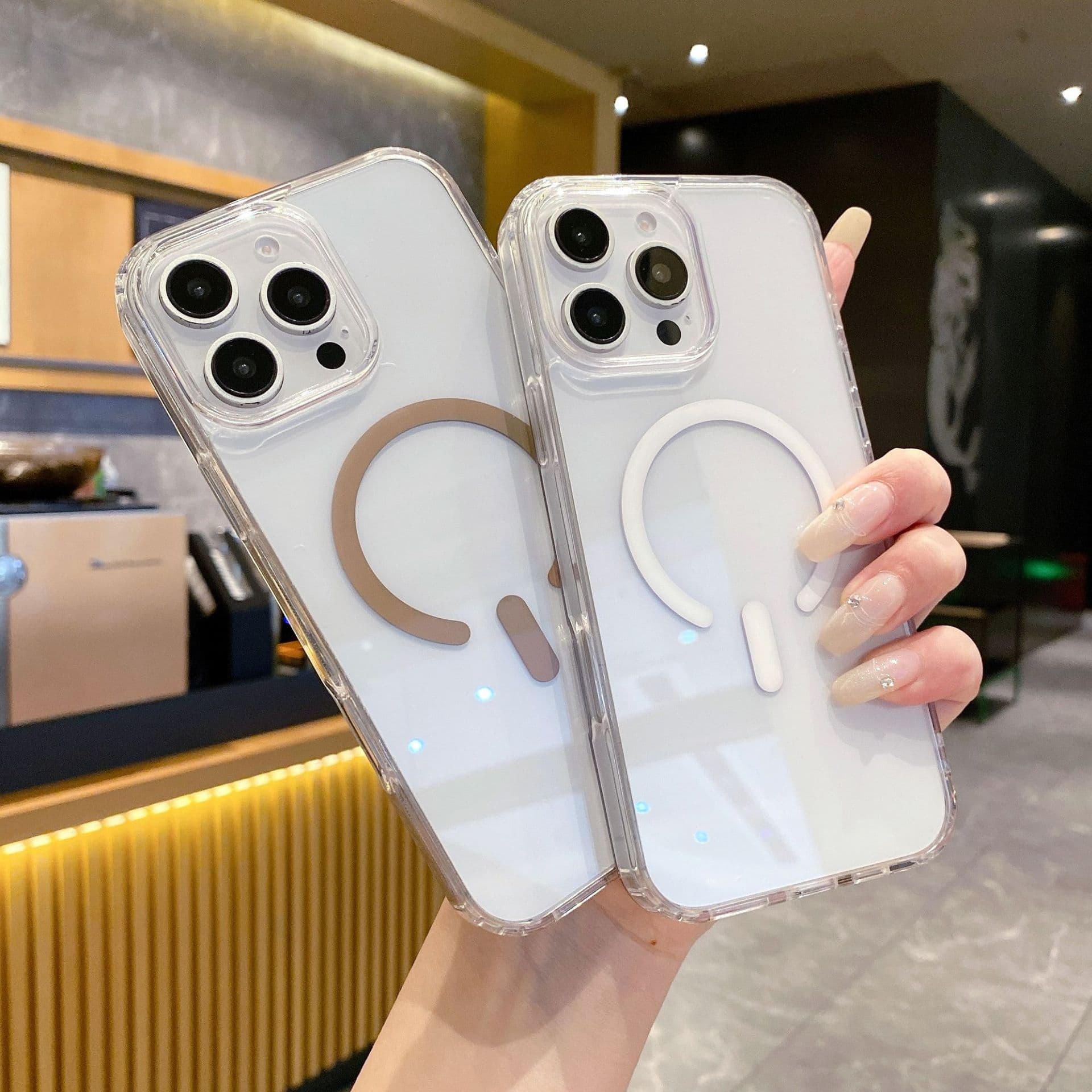 Applicable To IPhone16promax Mobile Phone Case C-shaped Transparent Magnetic Case Apple 15 Acrylic Full-inclusive Protection Case Apple 16Plus