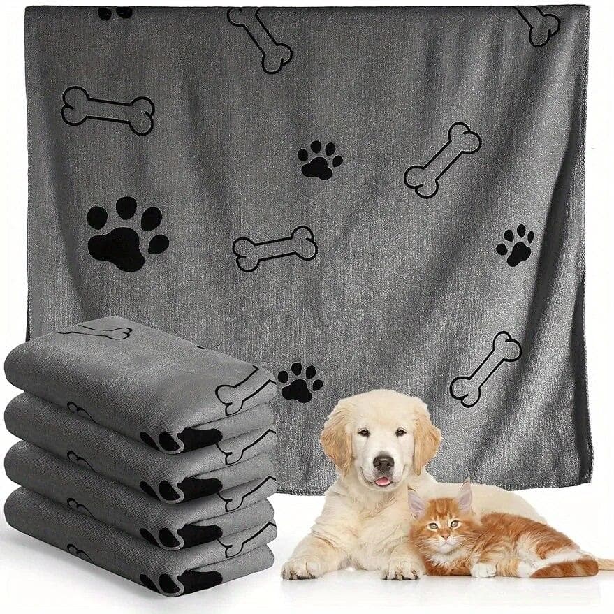 Dog Towel Drying Dog Cat Pet Towel, Puppy Microfiber Quick-drying Dog Claw Bath Towel, Pet Bath Products Absorbent Medium Dog 60*100 black
