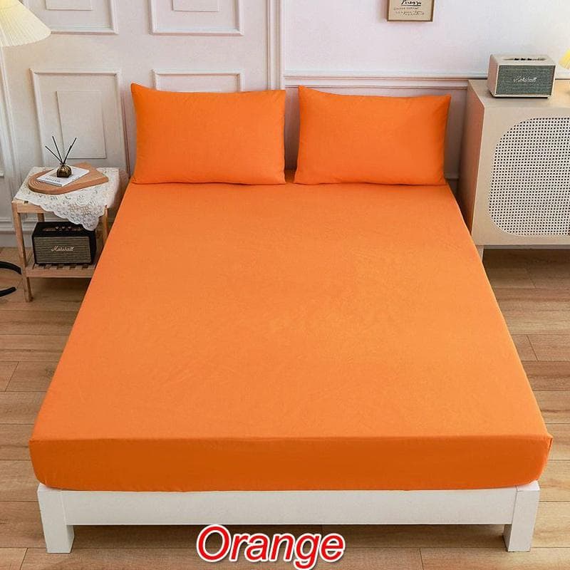 New Arrival 15 Colors Elastic Fitted Sheet 12 Inches Deep Pockets Brushed Microfiber Mattress Covers Set Twin Full Queen King Size 2xPillowcases orange