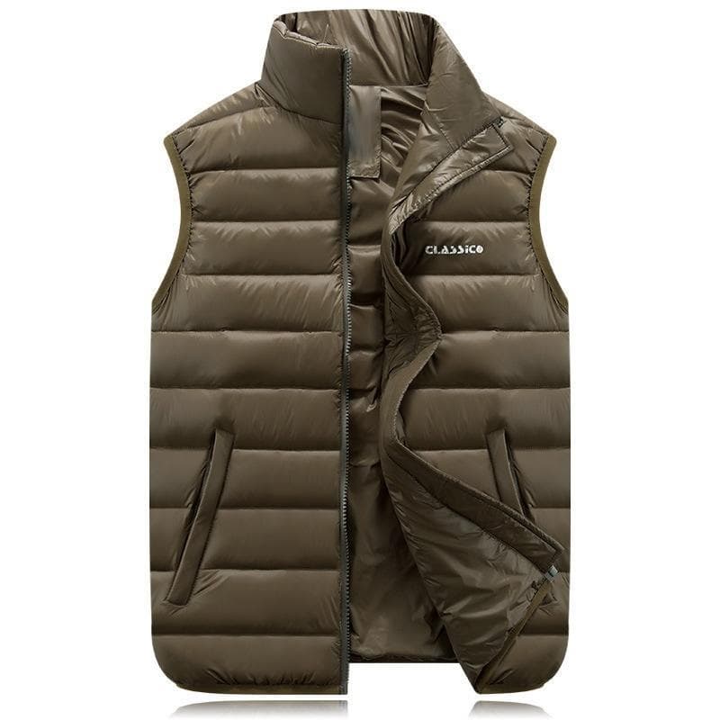 Couple's Lightweight Down Cotton Jacket 200 Kg Waistcoat Oversize Fat Mm Down Cotton Vest for Fall and Winter Men and Women XXXL army green