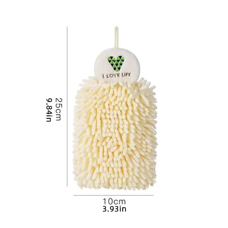 Chenille Hand Towel Kitchen Bathroom Hand Wipe Hairball Household Hangable Quick Drying Soft Absorbent Microfiber Towel beige