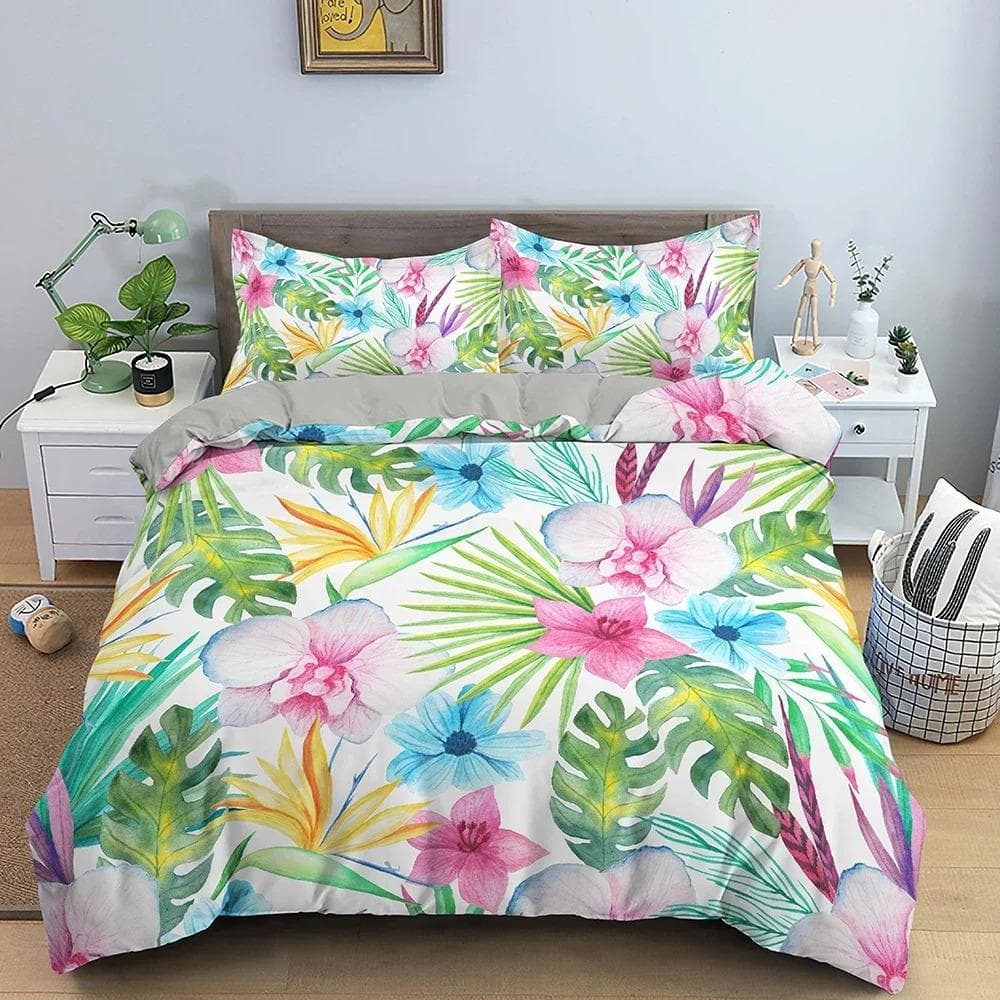 Beautiful Floral Flowers Bedding Set Luxury Soft Duvet Cover Set 3D Printed Quilt Cover For Bedroom King Twin Home Decor US Full 200x230cm