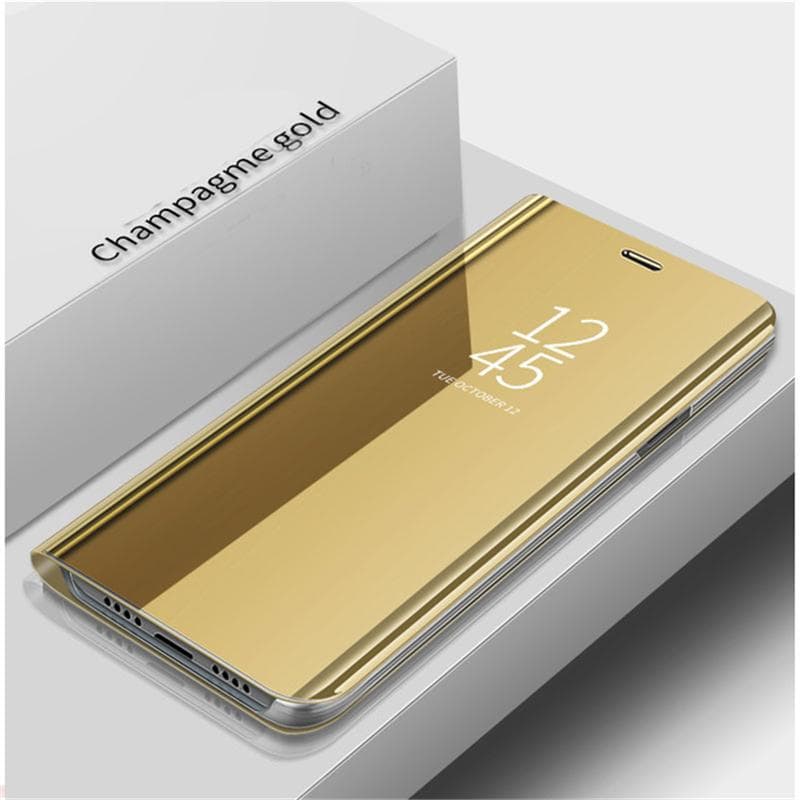 Luxury Mirror Flip Leather Phone Case For iPhone 14 13 12 11 Pro Max X XR XS Max 8 7 6s 6 Plus Clear View Book Stand Cover iPhone 13 Pro gold
