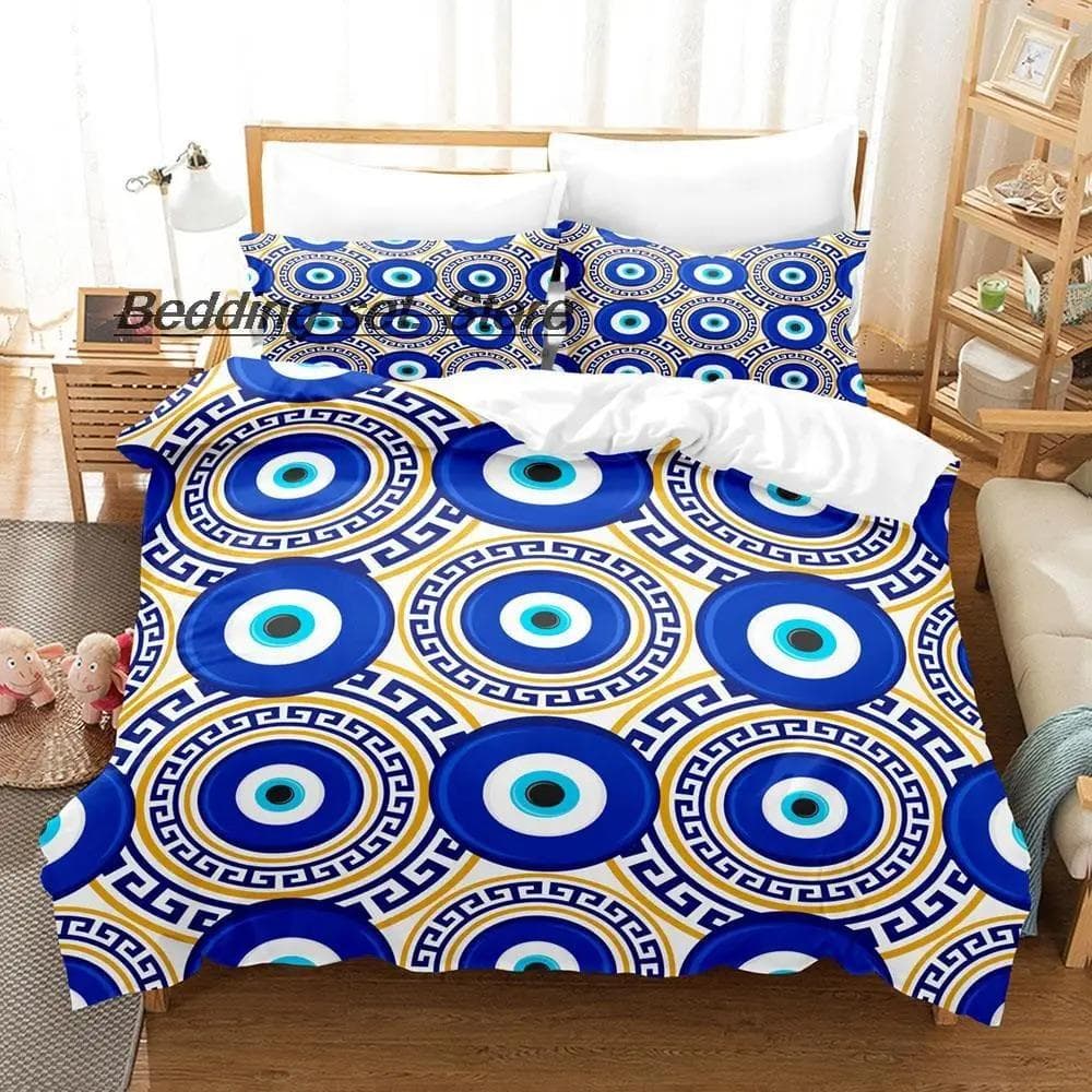 Hip Hop Turkish Evil Eye Bedding Set Single Twin Full Queen King Size Bed Set Aldult Kid Bedroom Duvetcover Sets Bed Sheet Set 70x133cm 2pcs