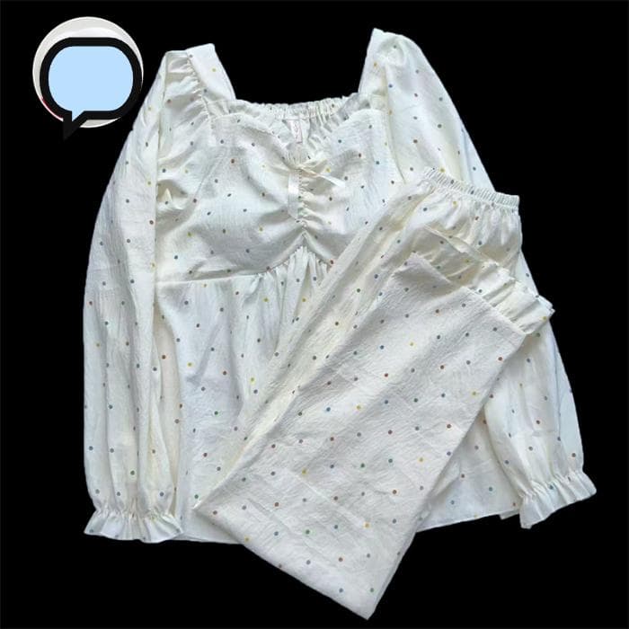 Autumn Winter Cute Bear Letter Print Women's Pajamas Set Sweet Kawaii Long Sleeve & Pants Sleepwear Raglan Sleeve V-neck Pajamas M