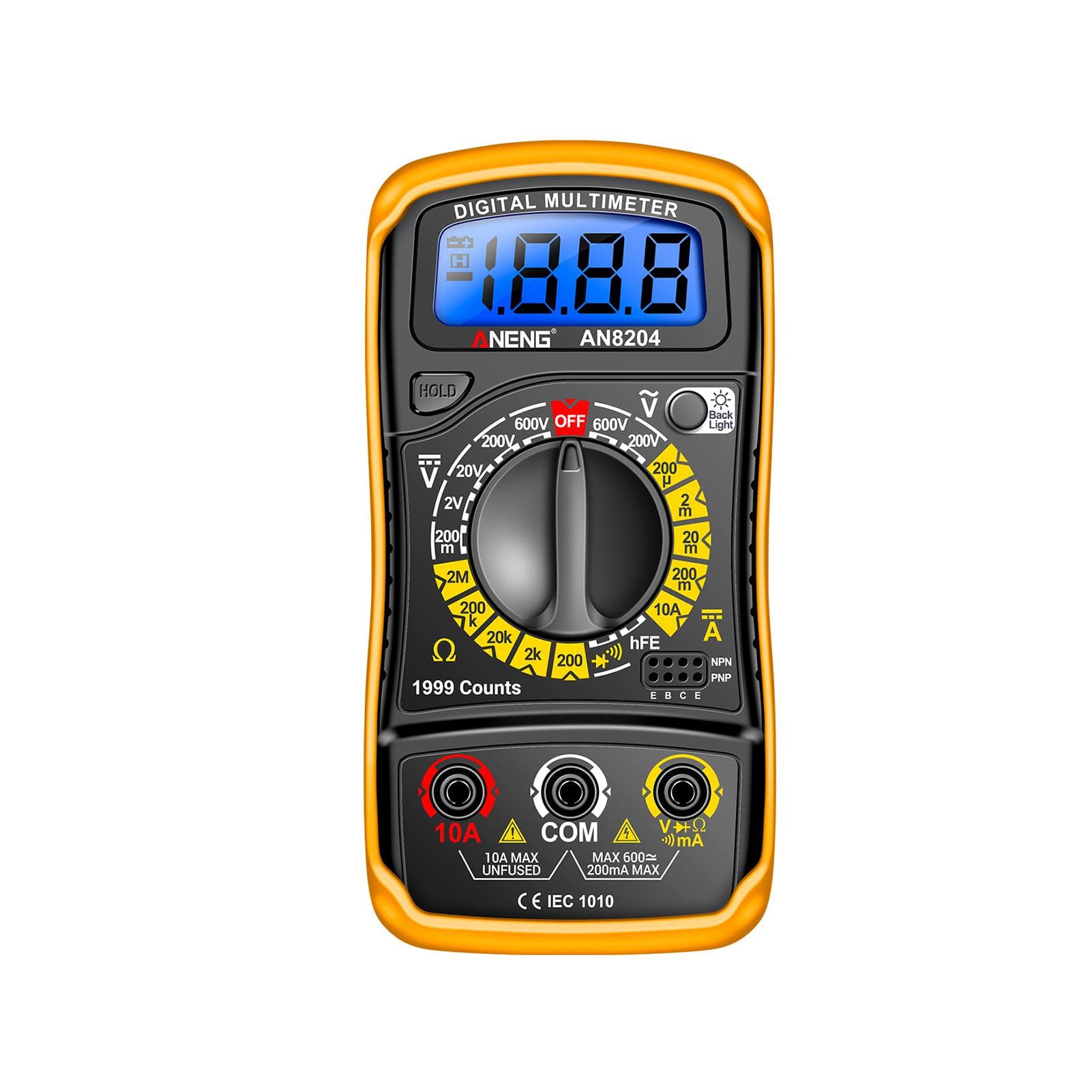 Multifunctional Multimeter 1999 Counts Highprecision ACDC Voltage DC Current Tester Diode Triode orange