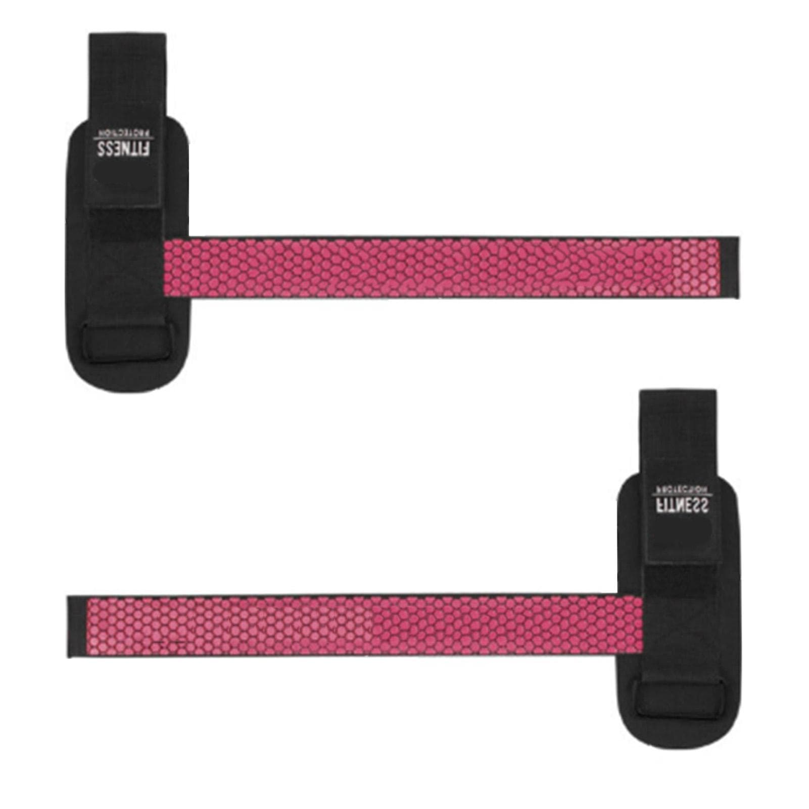 2PCS Weightlifting Wrist Strap Black and Rose Red Cotton Nylon Silicone Anti Slip Wrist Belt for