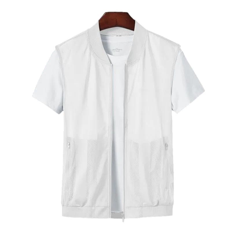 Spring and Summer Quick-drying Breathable Thin Vest Men's Waistcoat Skin Clothing Mesh Vest Outdoor Waistcoat Tide S white