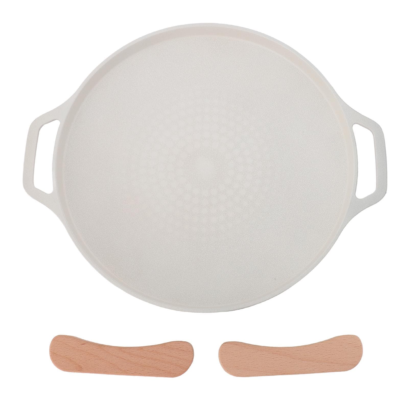 Korean BBQ Grill Pan Anti Stick Versatile Aluminum Stovetop Grill Plate with Handles for Indoor L white