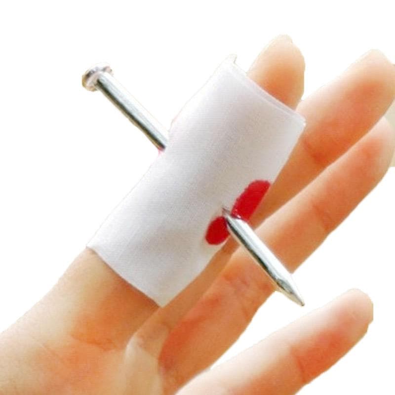 2Pcs Fool Toys Blood Prank Magic Prop Joke Fake Nail Through Finger Magic Funny Gadgets Magic Trick