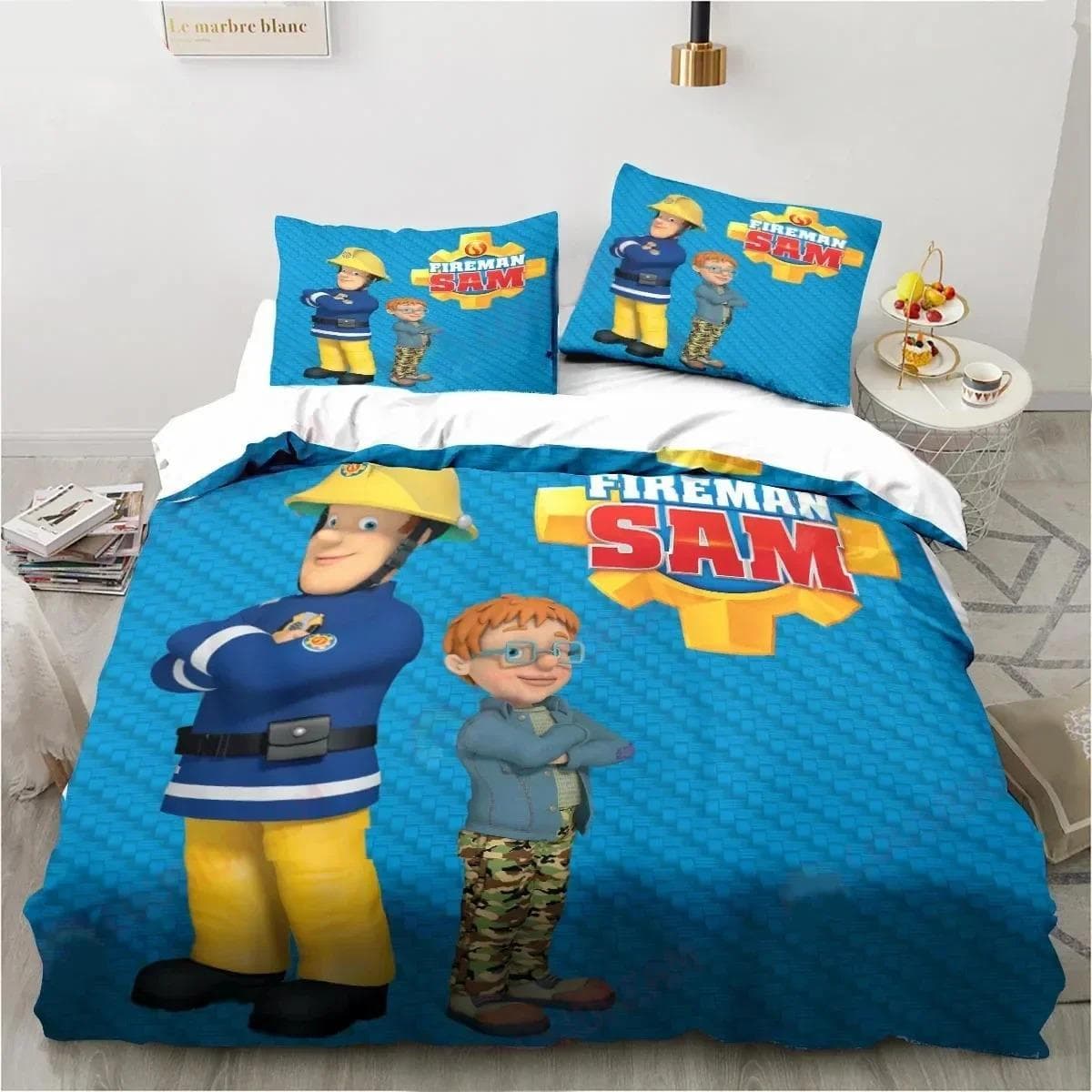 Cartoon Fireman Sam Toys Bedding Set Duvet Cover Bed Set Quilt Cover Pillowcase Comforter king Queen Size Boys Adult Bedding Set EU Double 200x200cm