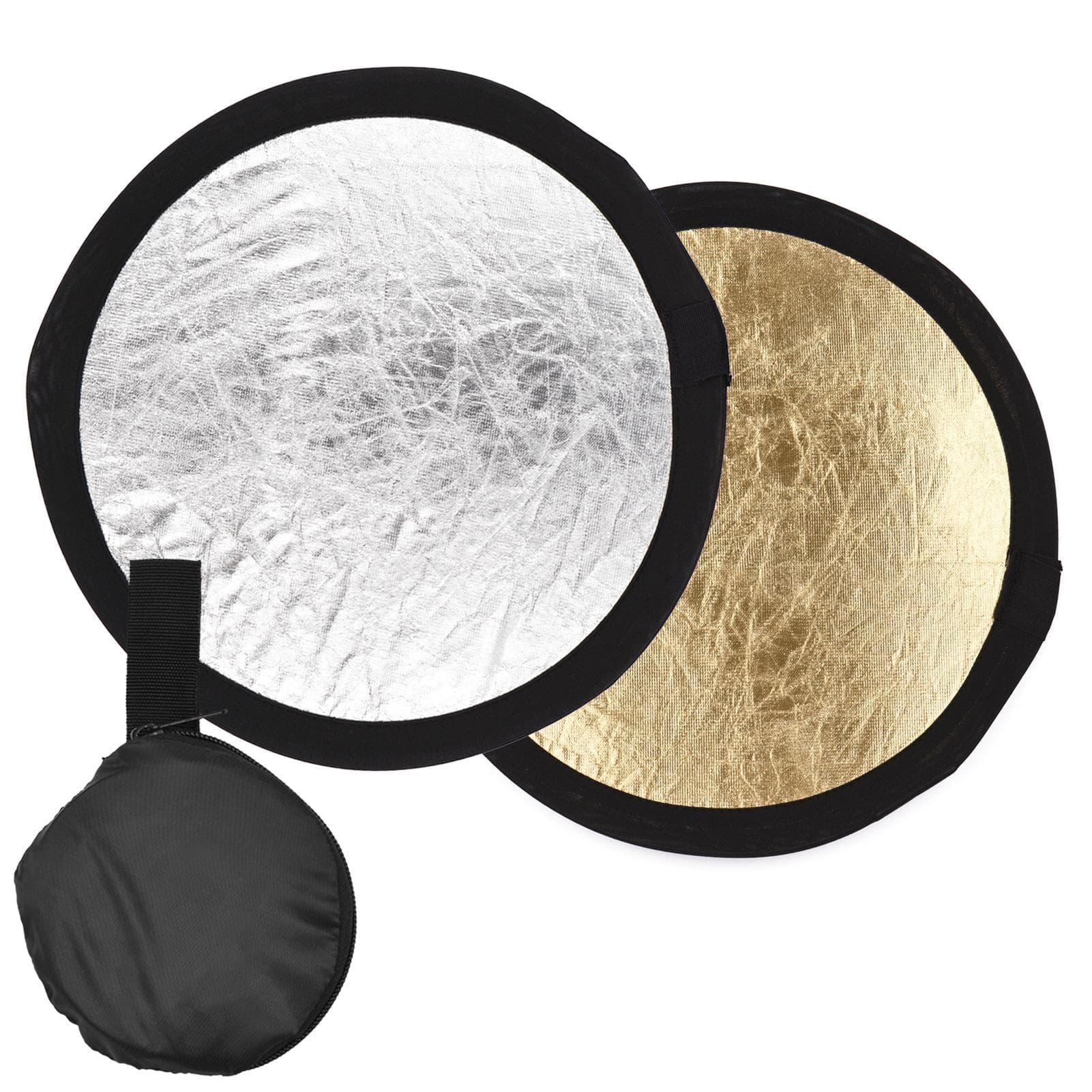 30cm/12inch Photography Round Reflector Silver & Gold 2-in-1 Collapsible Portable for Studio