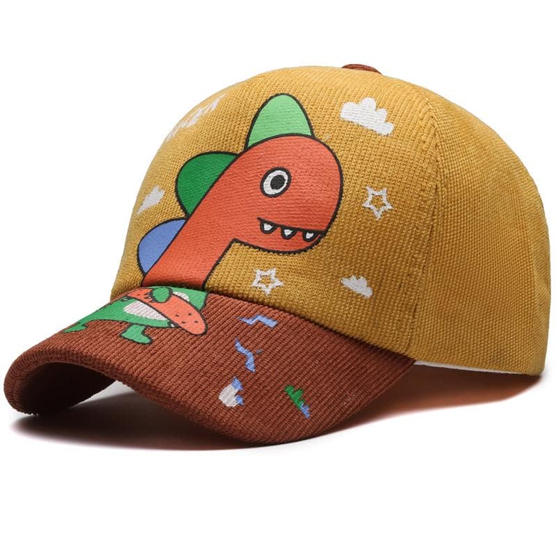 Four Seasons Little Dinosaurs, Children's Hats, Children's Baseball Caps, Cute Cartoon Color-Blocked Caps, Outing Sun Hats Adjustable yellow