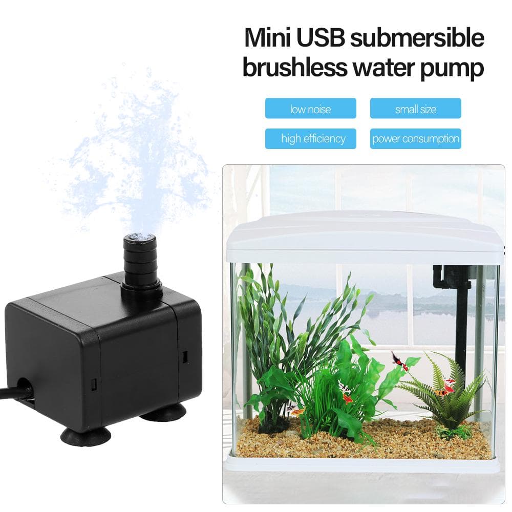 5V Ultra-quiet Mini Brushless USB Water Pump with Power Cord Waterproof for Submersible Fountain black