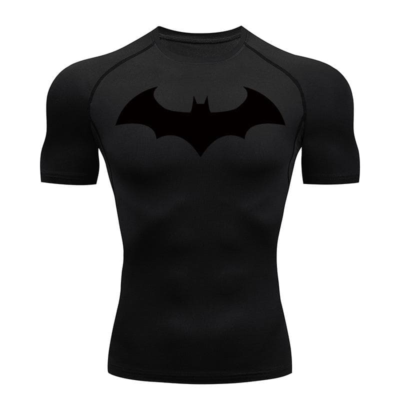 Bat Graphic Compression Shirts for Men Short Sleeve Rash Guard Gym Workout Running Tshirt Summer Athletic Quick Dry Tees Tops M