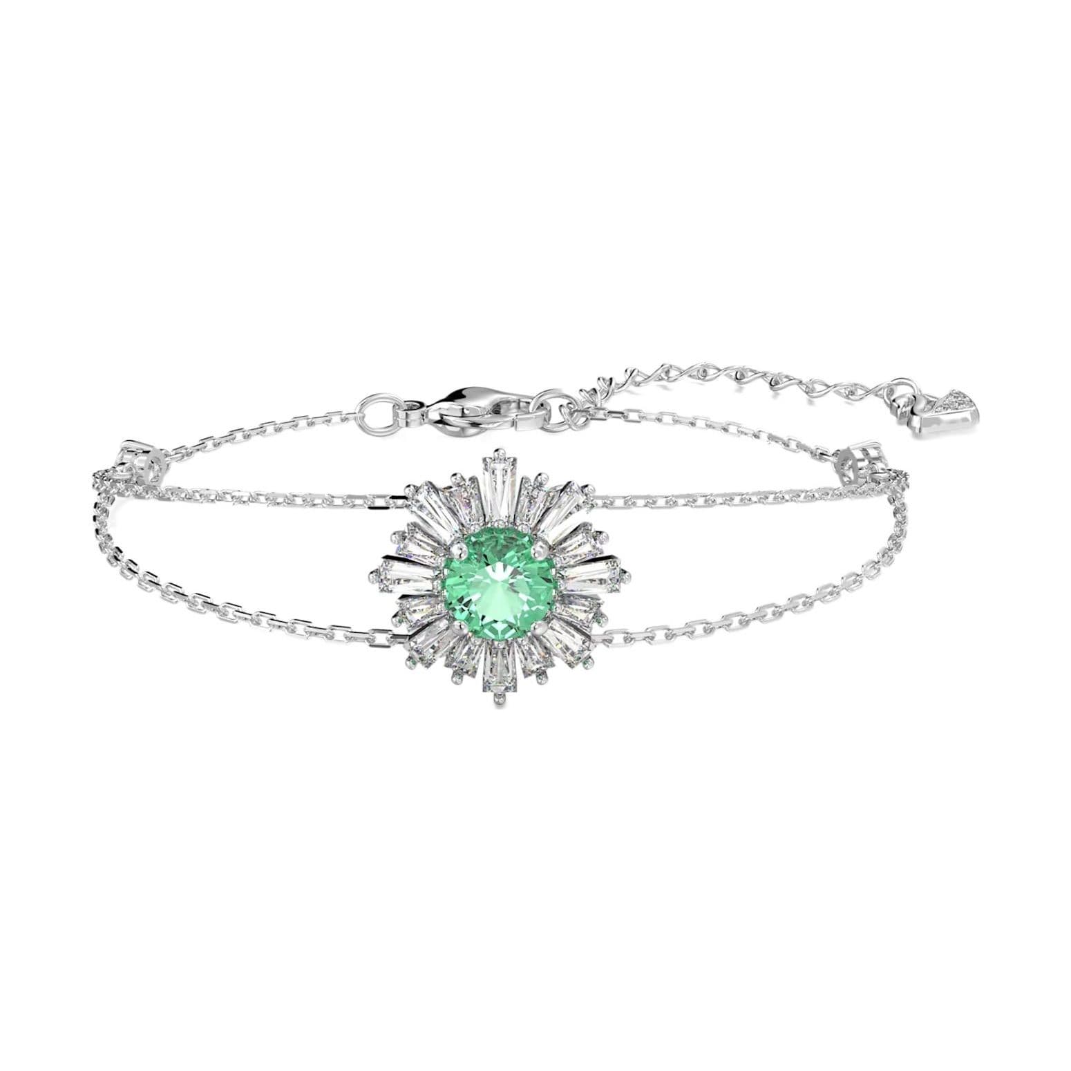 Swarovski Sunshine Exquisite Niche Double Layer Design Rhodium Plated Bracelet Women bracelet 5642960 Box (Random Color)
