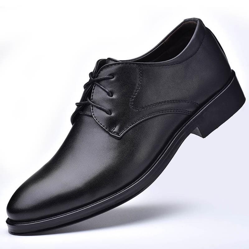 2021 Men's Leather Shoes Business Formal Wear Men's Shoes Lace-up All-match Casual Shoes 38-48 44 black