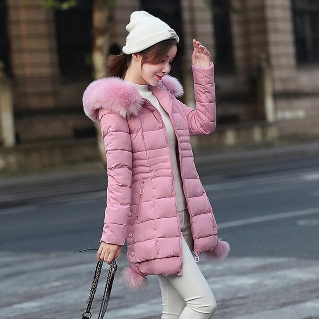 Faux Fur Parkas Women New New Winter Down Cotton Jacket Women Thick Snow Wear Winter Coat Lady Clothing Female Jackets Parkas XXL pink