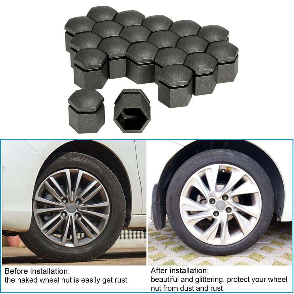 One Set of 20Pcs 17mm Wheel Nut Cover Bolt Cap for Vauxhall grey