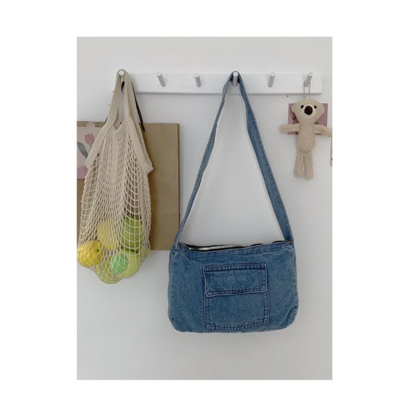 Denim Cloth Bag Women's Messenger Bag Simple Fashion Small Bag Student Shoulder Bag Versatile Canvas Bag one size