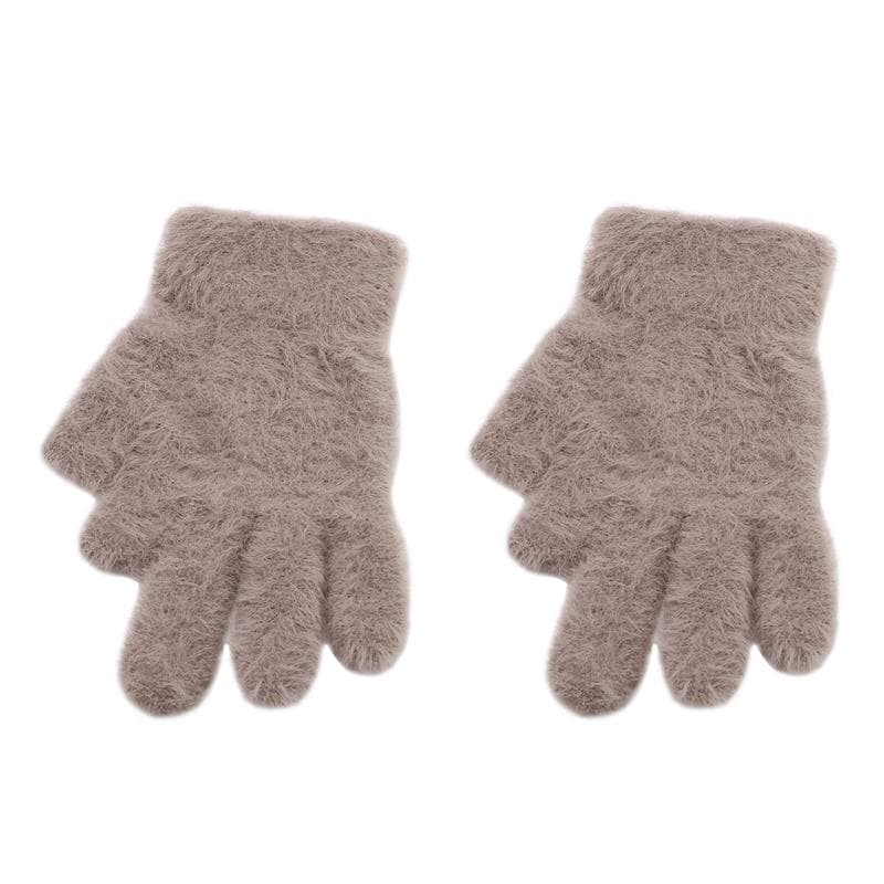Fashion Warm Dew Two Fingers Writing Student Gloves Padded Thick Cold Gloves khaki