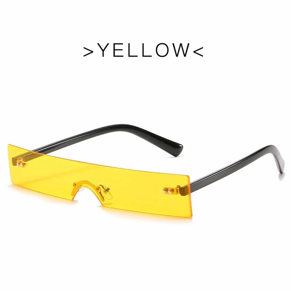 One Piece Fashion Oversized Rectangle Rimless Sunglasses Women Designer UV Protection Travel Sun Glasses As Picture