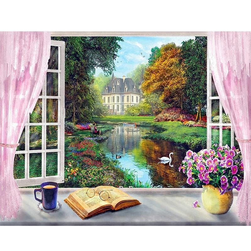 Diamond Embroidery landscape 5d Diamond Painting Window frame scenery Cross Stitch Home Decor 20X30CM