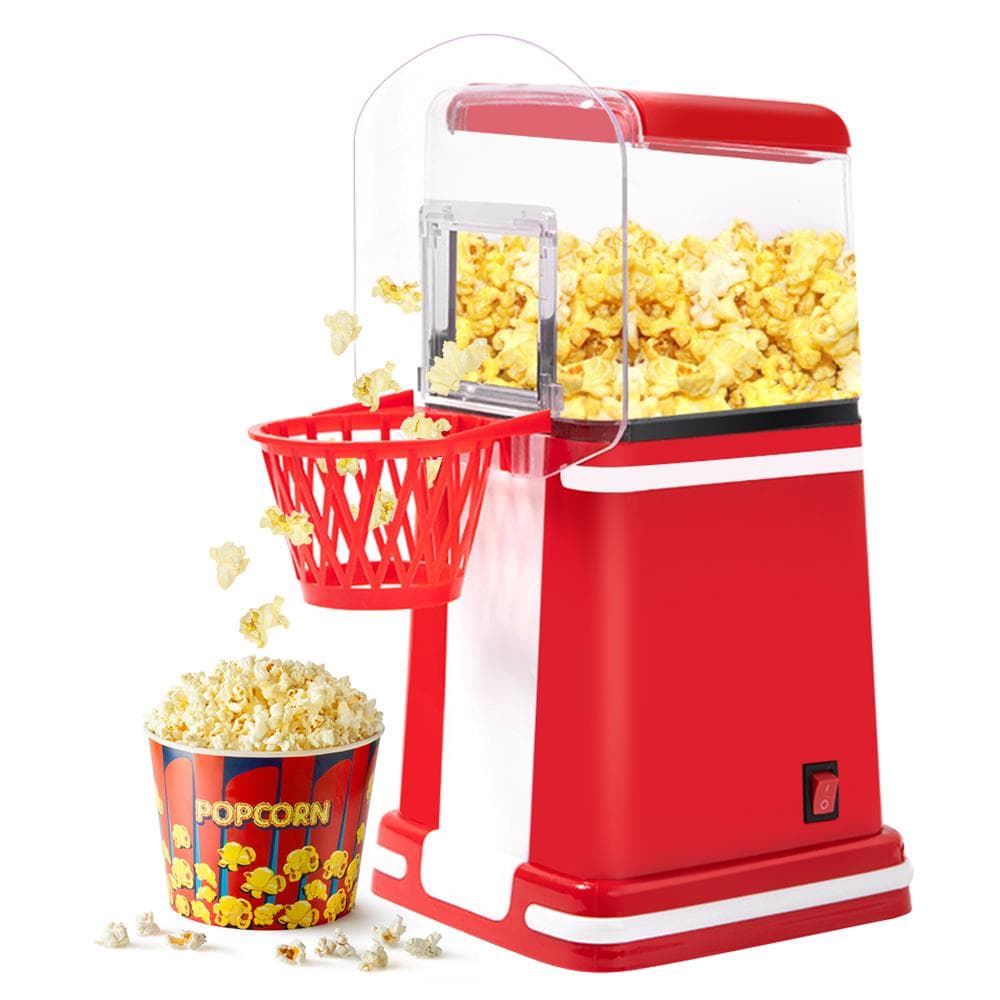 Popcorn Maker Home Popcorn Making Machine 1200W High Power Small Corn Extruder Mini Basketball Hoop EU Plug red