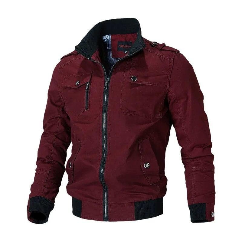 Men's Jacket Casual Fashion Outer Jacket Men's Jacket Men's Spring Autumn 2022 New Stand Up Slim Military Bomber Jacket Men M claret