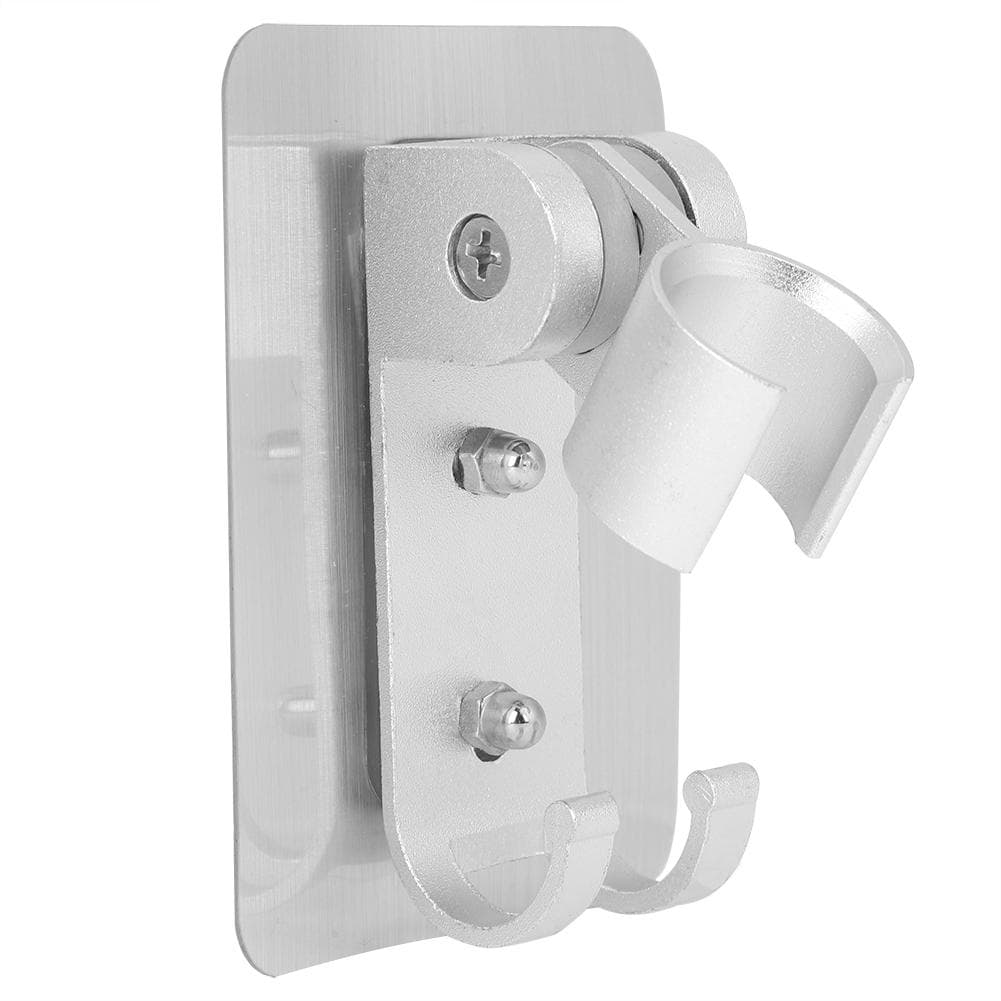 Adjustable Aluminum Silver Shower Head Holder Bracket Base With Hooks