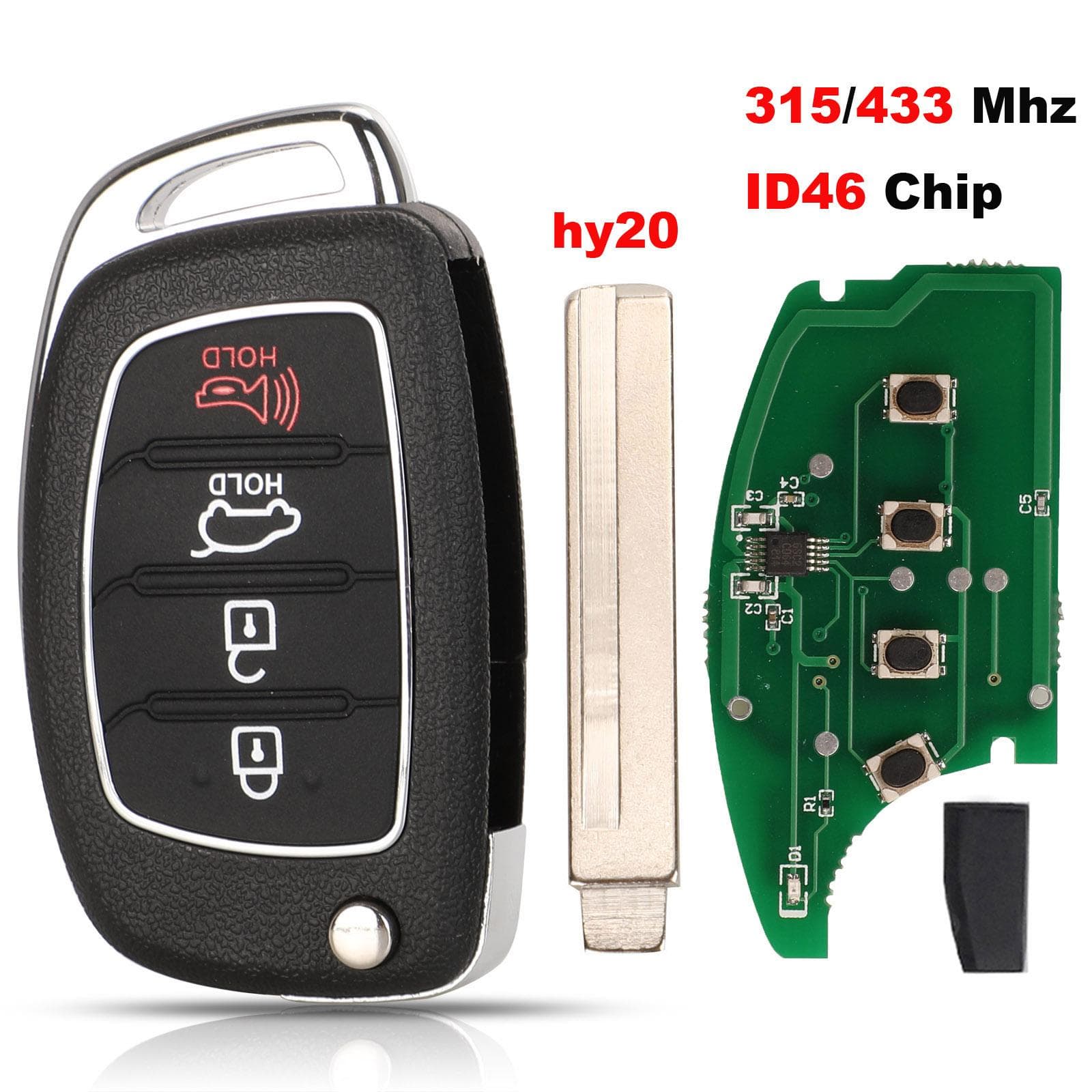 jingyuqin 4B 315/433 MHz With ID46 CHIP Remote Car Key For Hyundai IX35 i20 Control Key With Blade 1ps han blue
