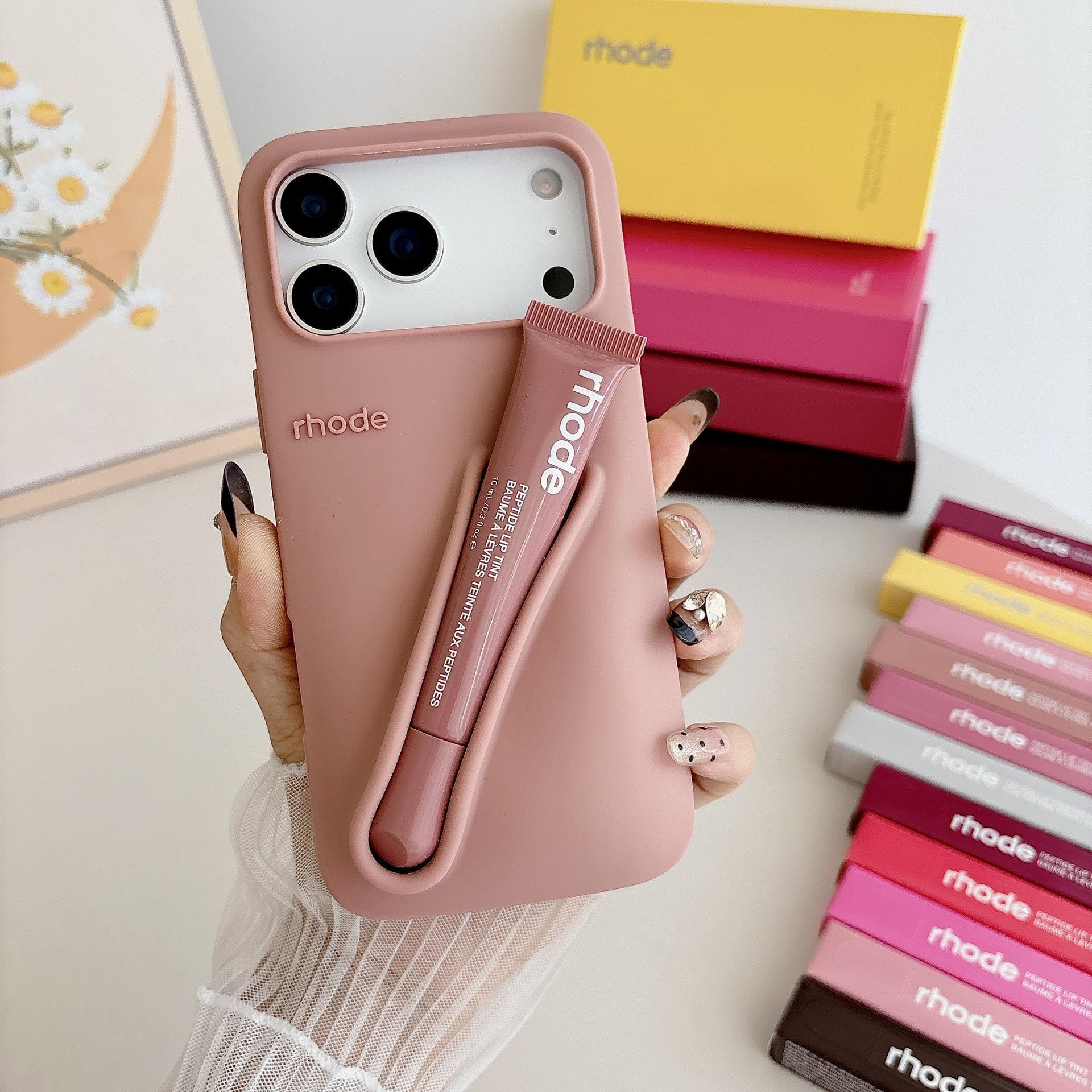 Hailey's Silicone iPhone Case with Lipstick Holder for iPhone 13, 14, 15, 17 + Gift Box iPhone 16 Pro Max