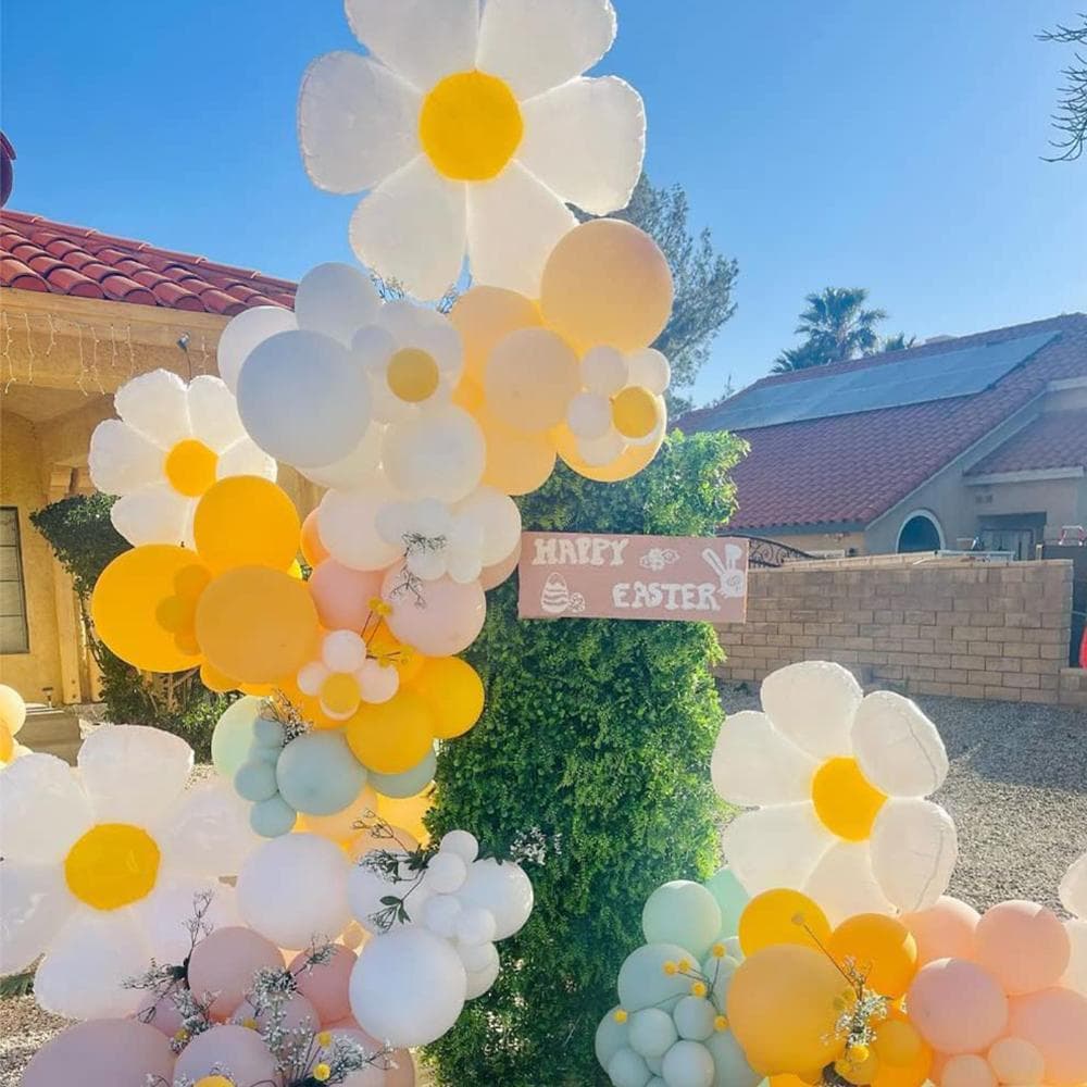Daisy Balloons Huge White Flower Daisy Foil Mylar Balloons Boho Decorations