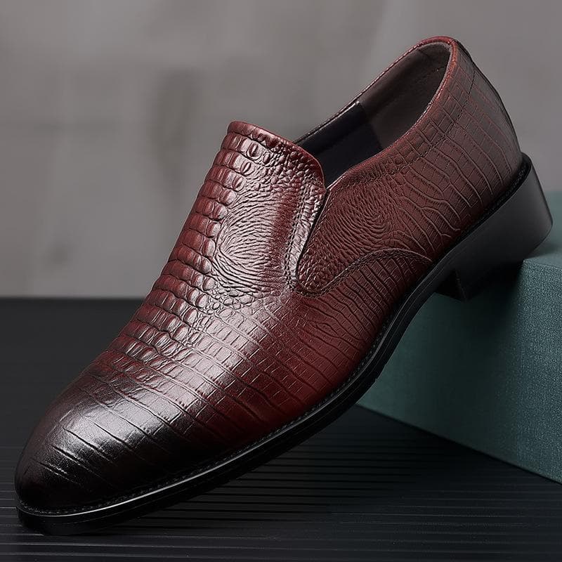 New British Business First Layer Leather Shoes Formal Wear Men's Singles Shoes Crocodile Pattern Embossed Leather Shoes Men's Wedding Shoes 44