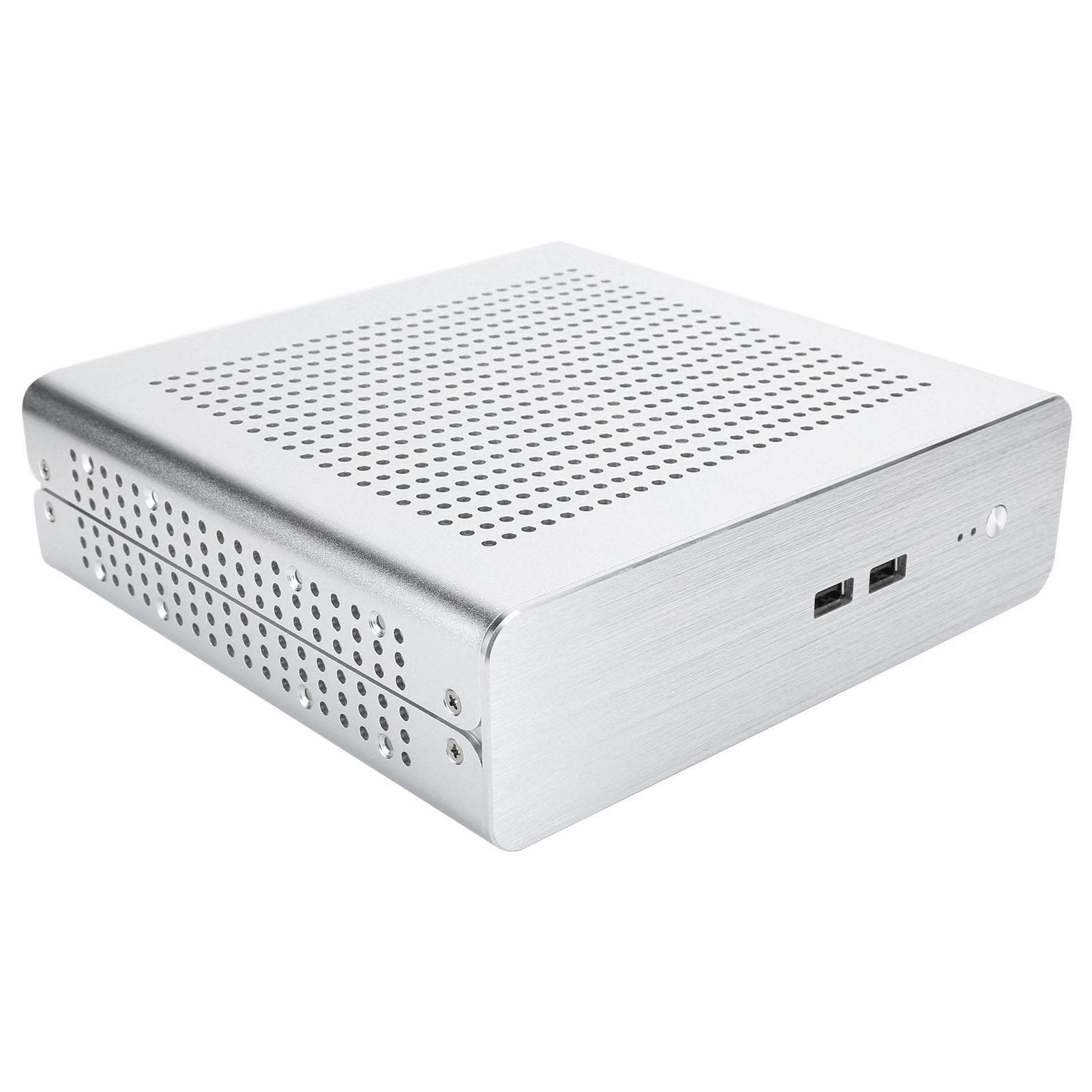 G60S HTPC Chassis Full Aluminum DCATX Power Supply MiniITX Case for Desktop Computer(Silver USB2.0) silver