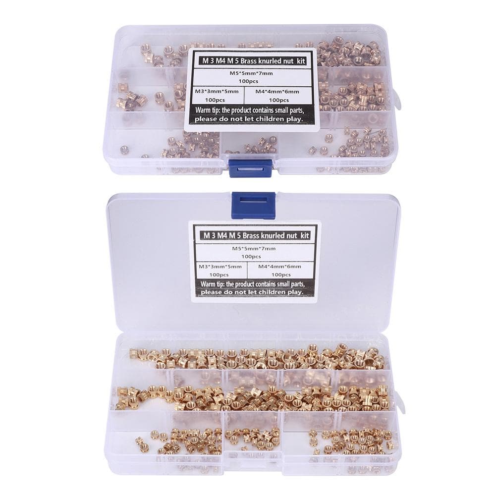 300Pcs Brass Insert Nut Set M3 M4 M5 Knurled Hot Melt Nuts Anti‑Corrosion Anti‑Rust