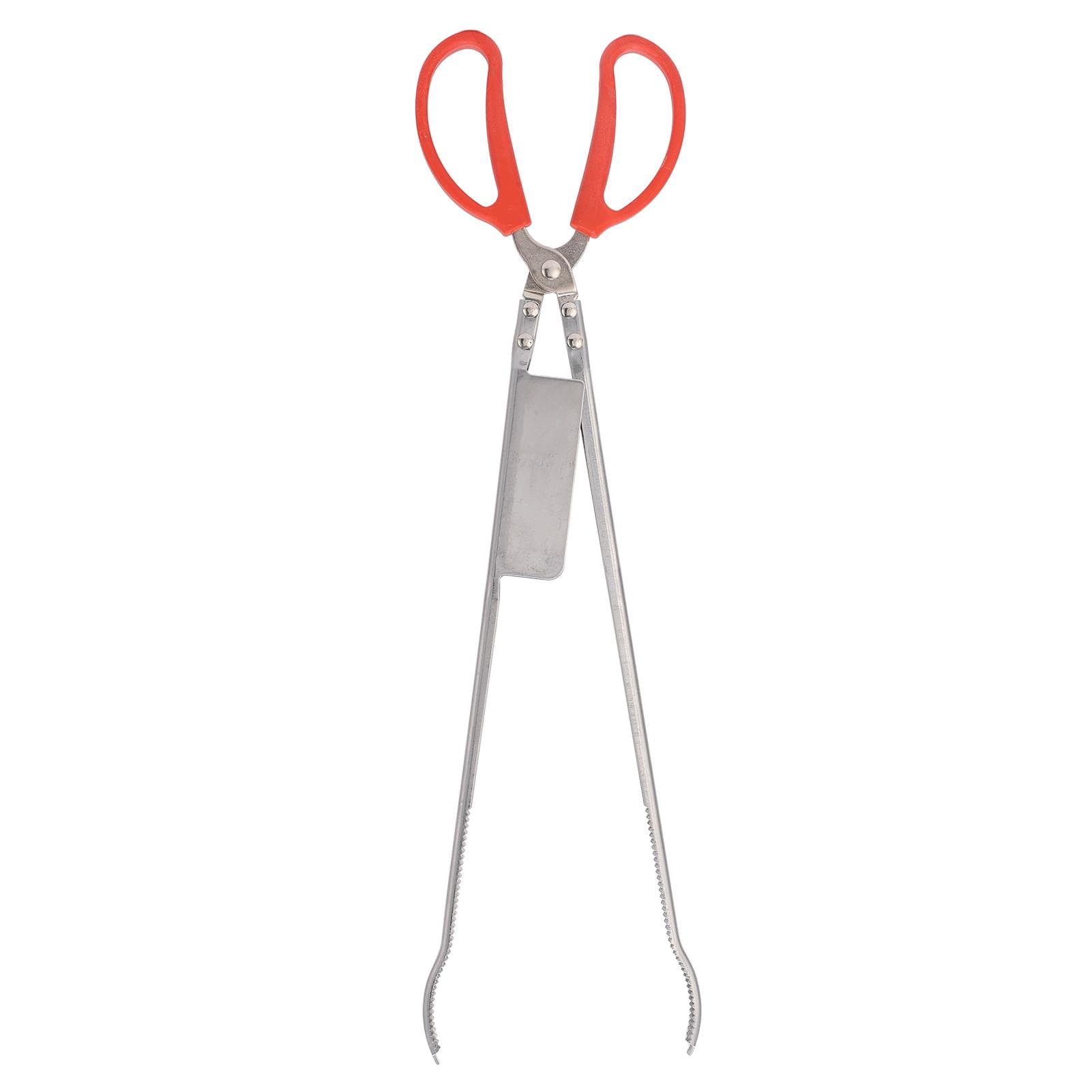 Crab Tongs Stainless Steel Plastic Handles 51cm Length Slot Tip Design Thicken Heat Resistant