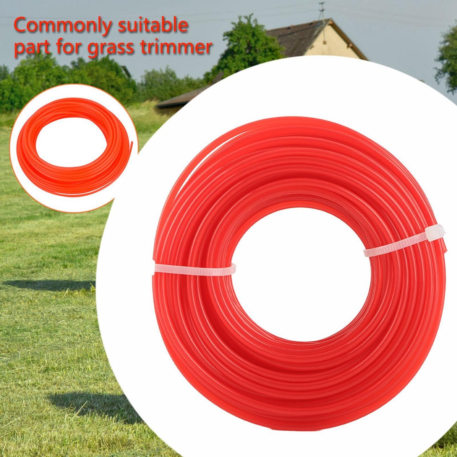 Round Trimmer Cord Line for Lawn Mower Brush Cutter Grass Trimmer Strimmer Red 2.4mm*15m