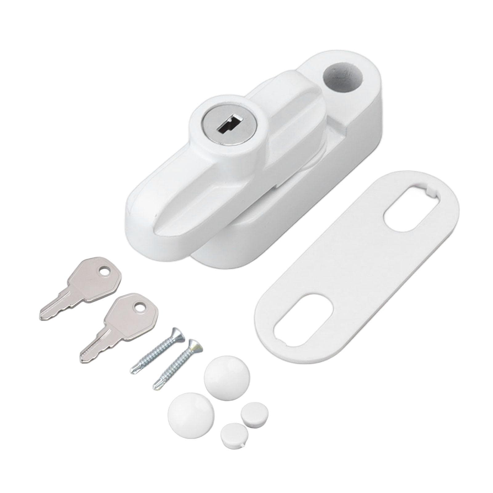 External Window Lock Catch Aluminum Alloy Anti Theft Flat Window Buckle Lock for Single Double white