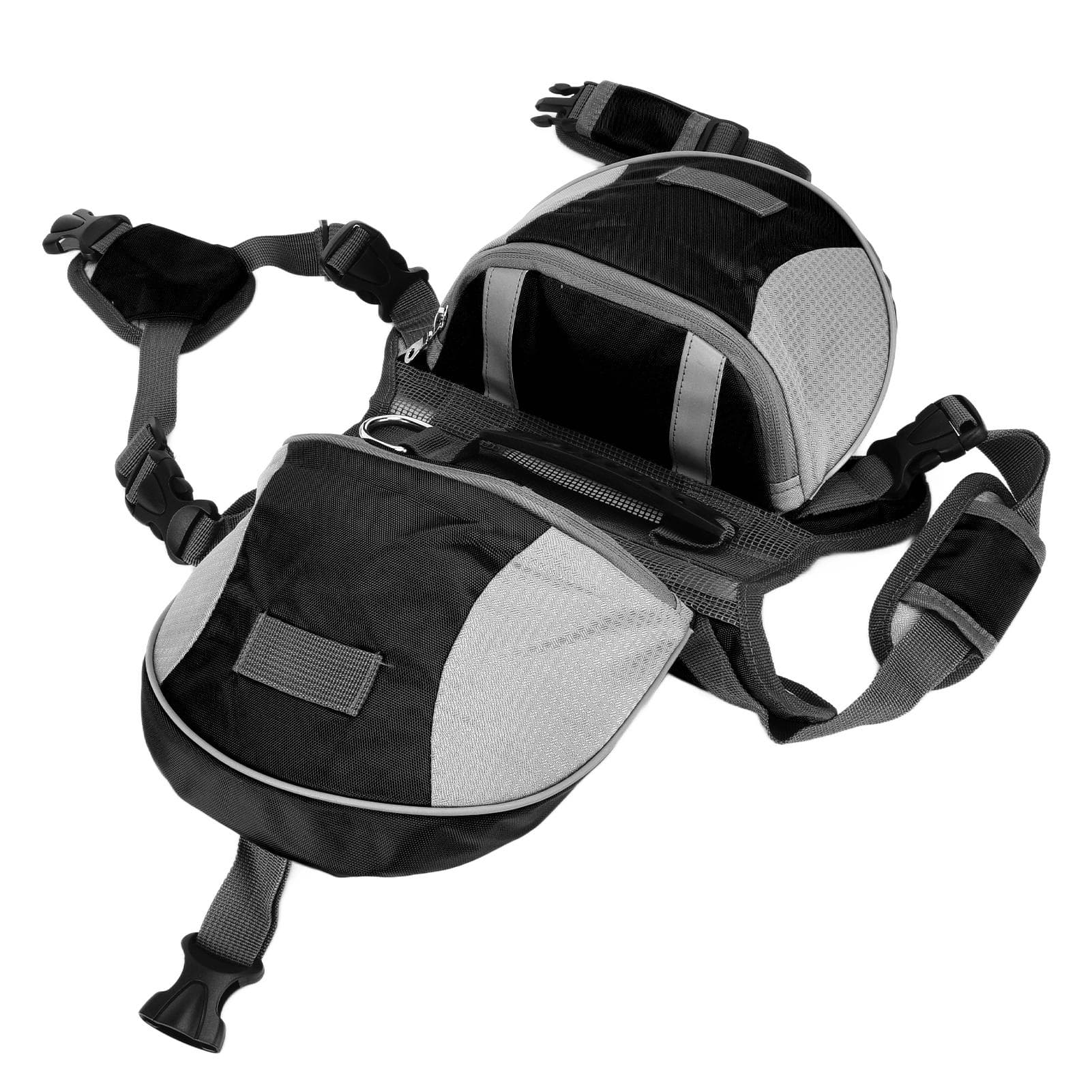 Dog Saddle Bag Adjustable Hound Travel Dog Backpack with Side Pockets for Small Medium Large L black