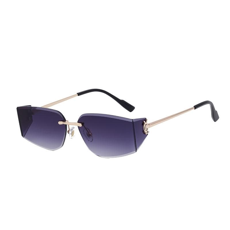 Oversized Square Sunglasses Women Luxury Big Frame Rimless Gradient Retro Classic Thick Shades Metal Fashion Eyewear