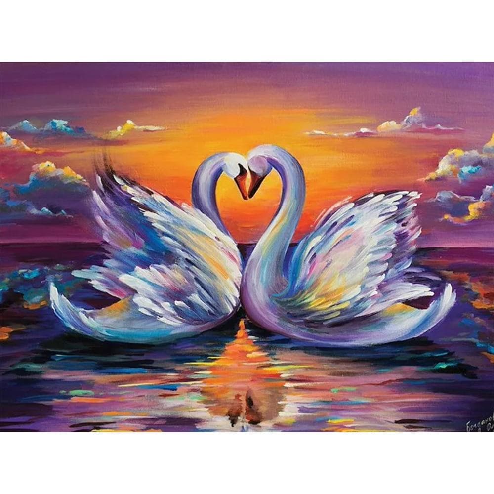 Diamond Painting Animals Rhinestone Full Round Diamond Embroidery Swan Pattern Beading Home Decor 20X30CM