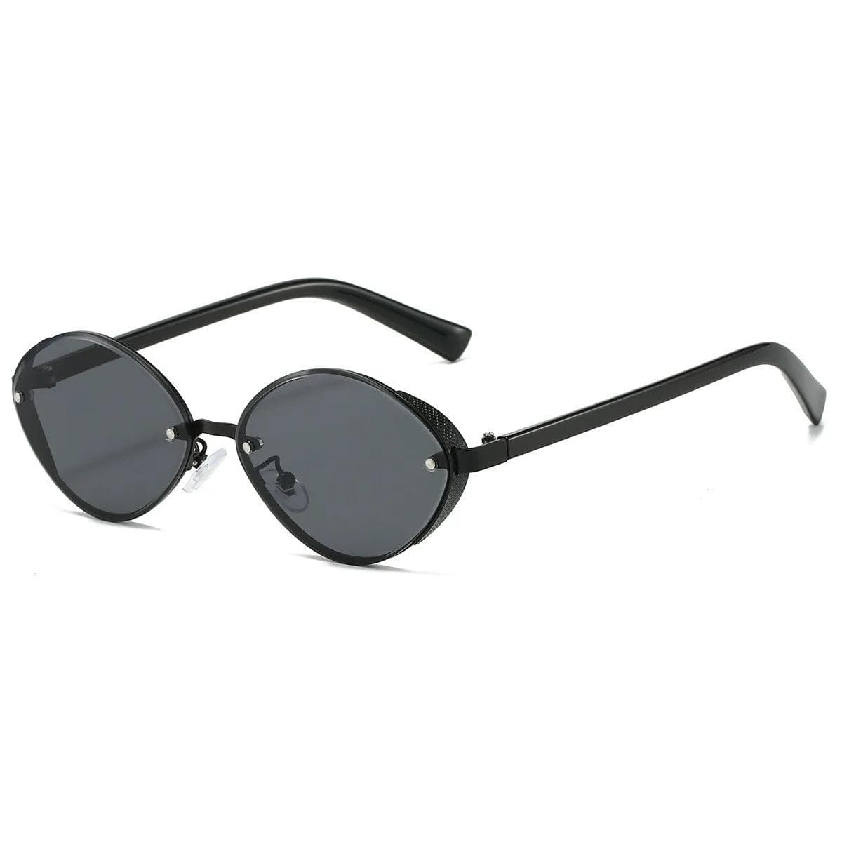 Fashionable Retro Metal Oval Cat Eye Sunglasses Women UV400 Protection Trendy Street Photography Versatile Eyewear